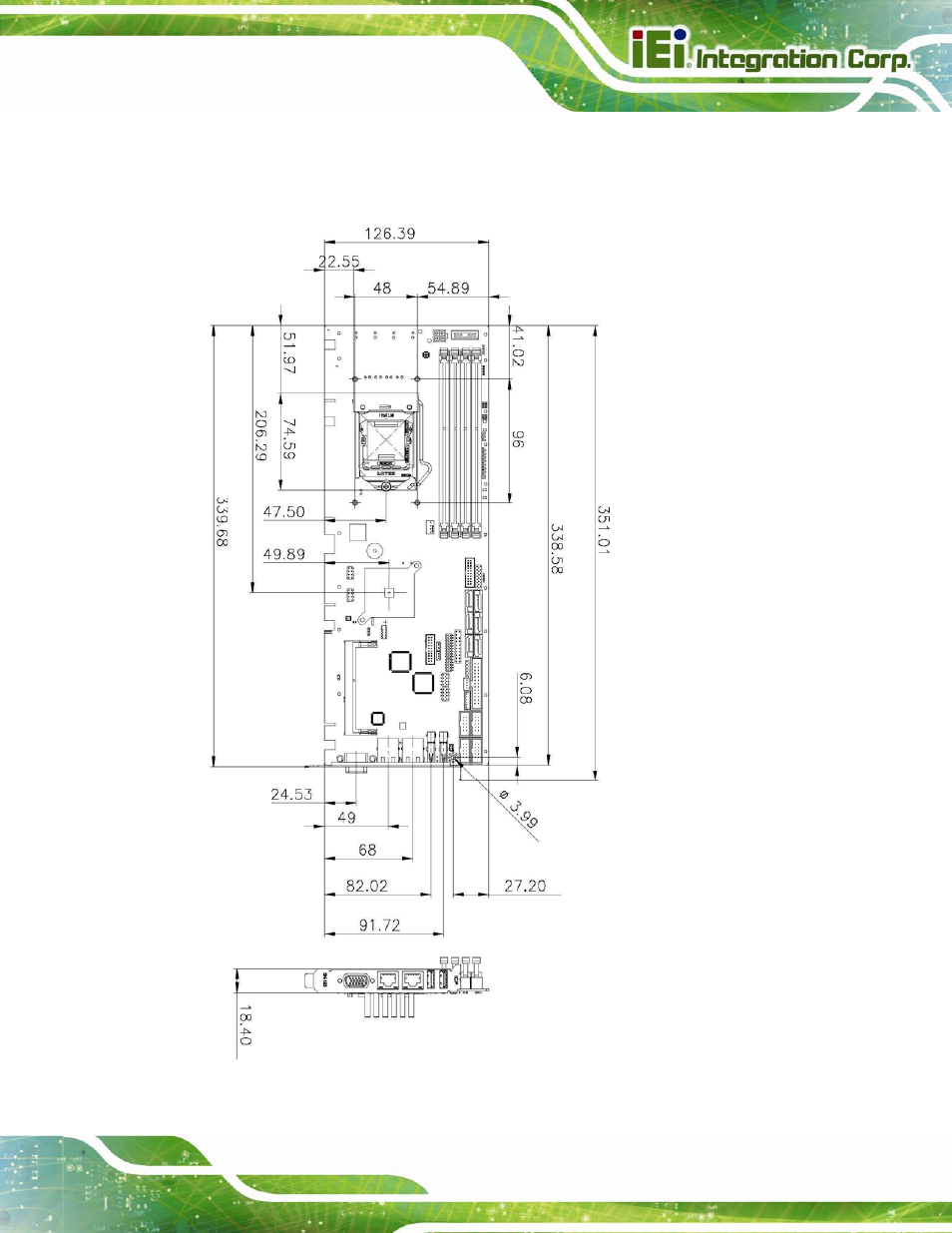4 dimensions, Imensions, Figure 1-3: spcie-c2260-i2 dimensions (mm) | IEI Integration SPCIE-C2260-i2 User Manual | Page 22 / 217