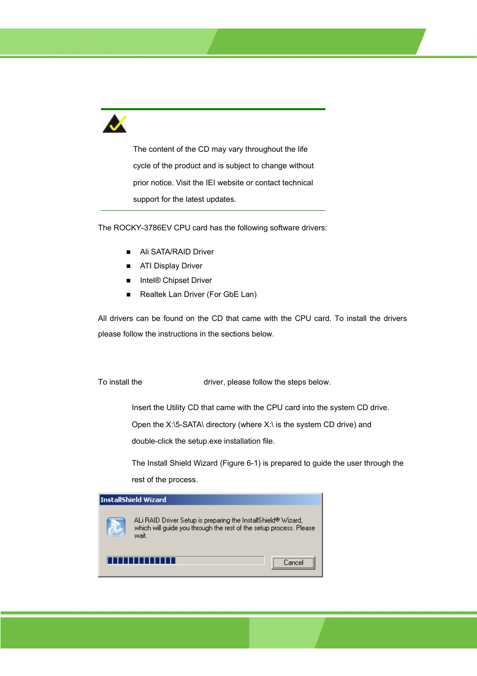 1 available software drivers, 2 ali sata/raid driver | IEI Integration ROCKY-3786 v4.0 User Manual | Page 127 / 175