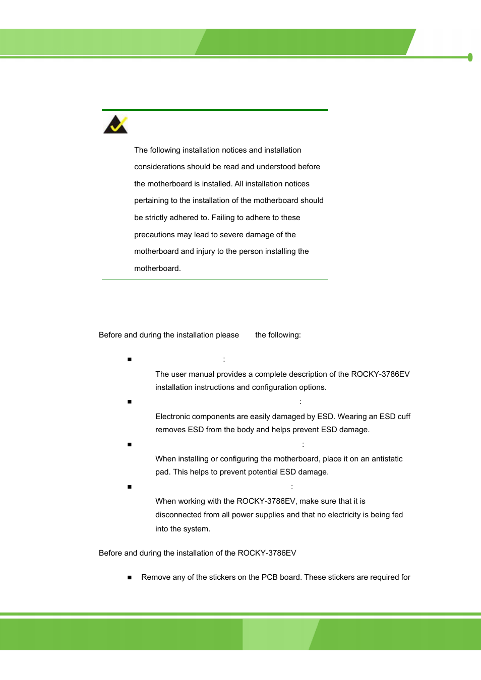 1 installation considerations | IEI Integration ROCKY-3786 v4.0 User Manual | Page 72 / 175