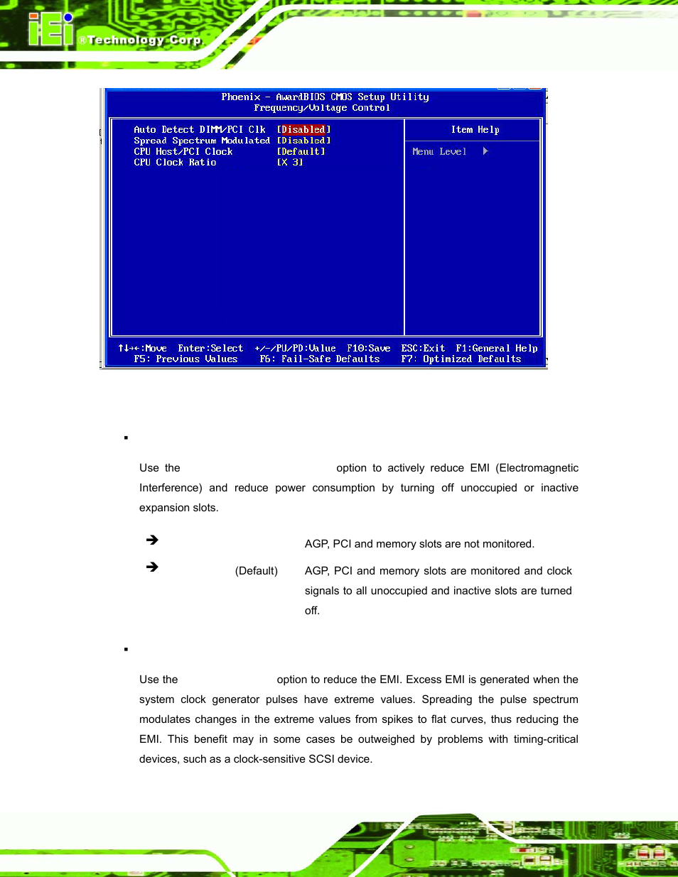 Bios menu 9: frequency/voltage control | IEI Integration ROCKY-3786 v4.10 User Manual | Page 118 / 147