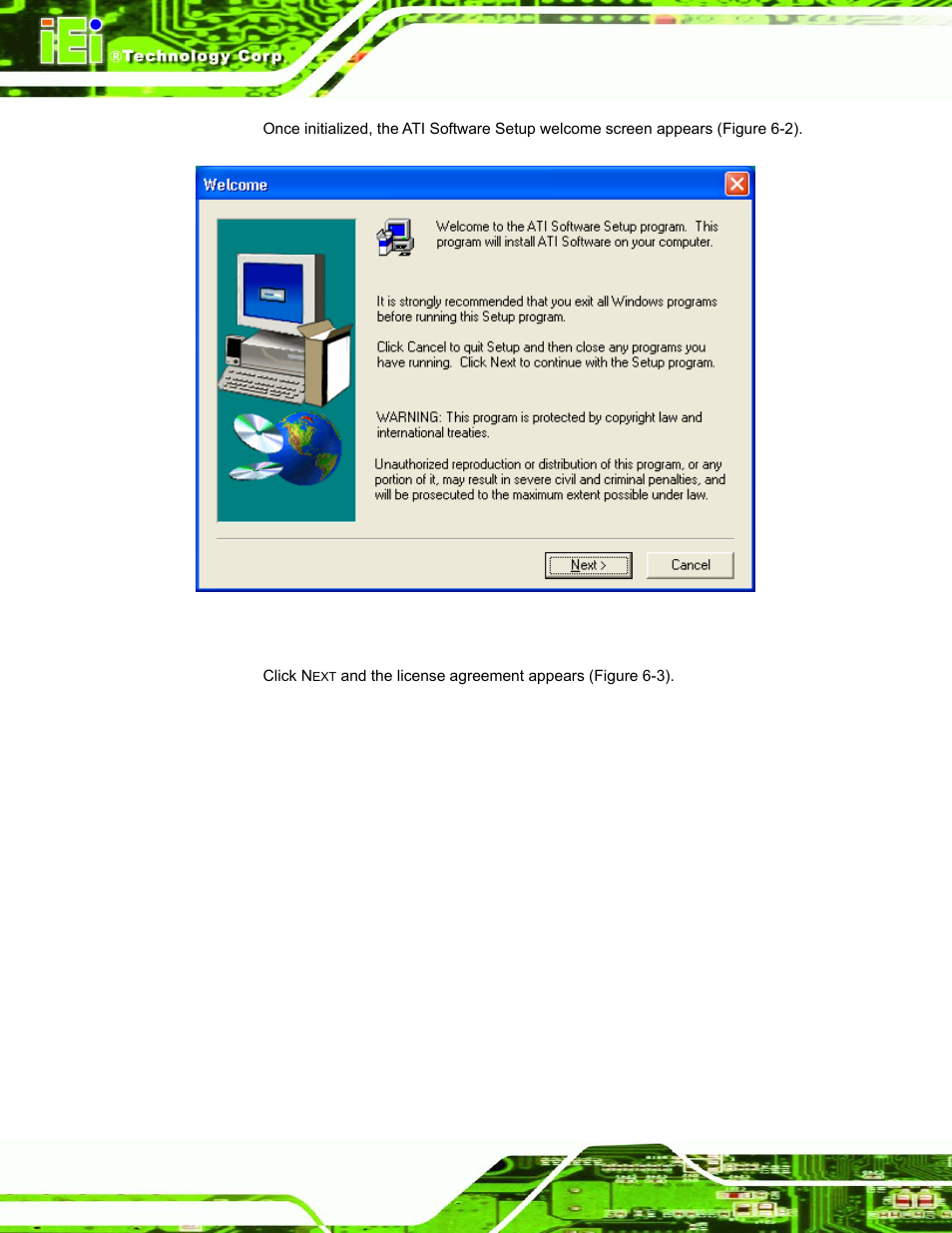 Figure 6-7: ati software setup welcome | IEI Integration ROCKY-3786 v4.10 User Manual | Page 122 / 147