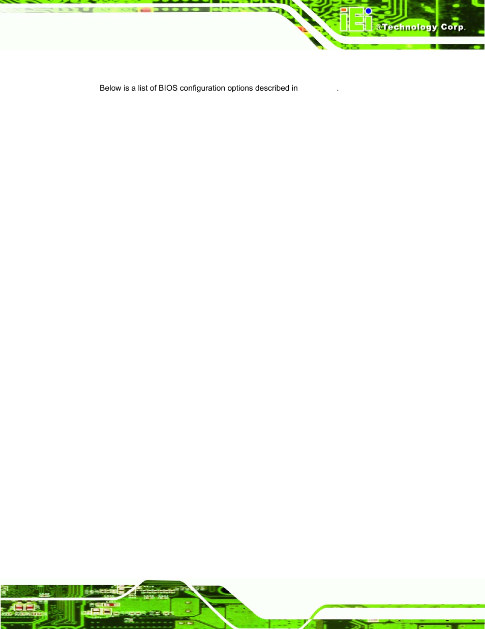 A.1 bios configuration options, Bios, Onfiguration | Ptions | IEI Integration ROCKY-3786 v4.10 User Manual | Page 135 / 147