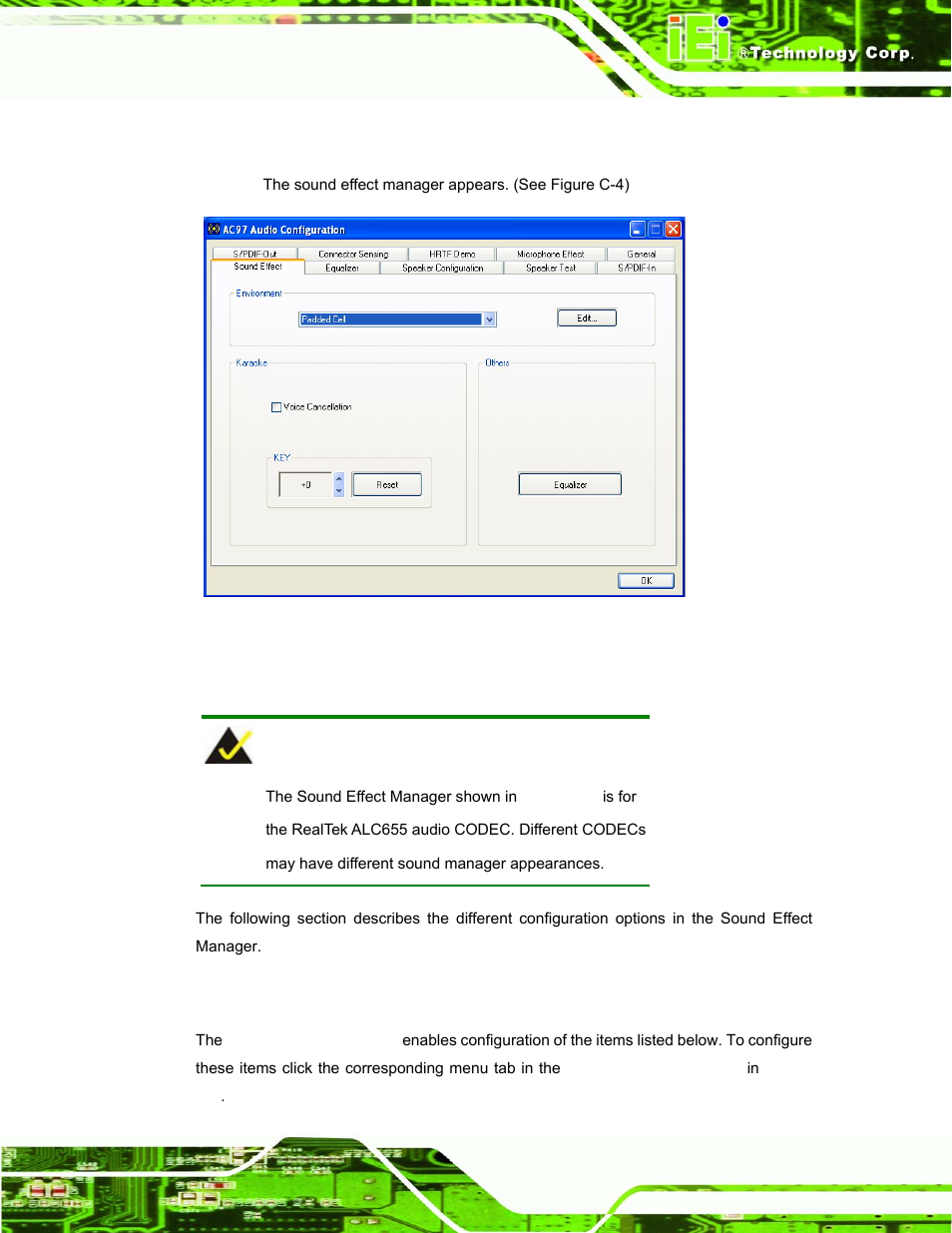 C.2.2 sound effect manager configuration options, Figure d-4: sound effects manager (alc655) | IEI Integration ROCKY-3786 v4.10 User Manual | Page 145 / 147