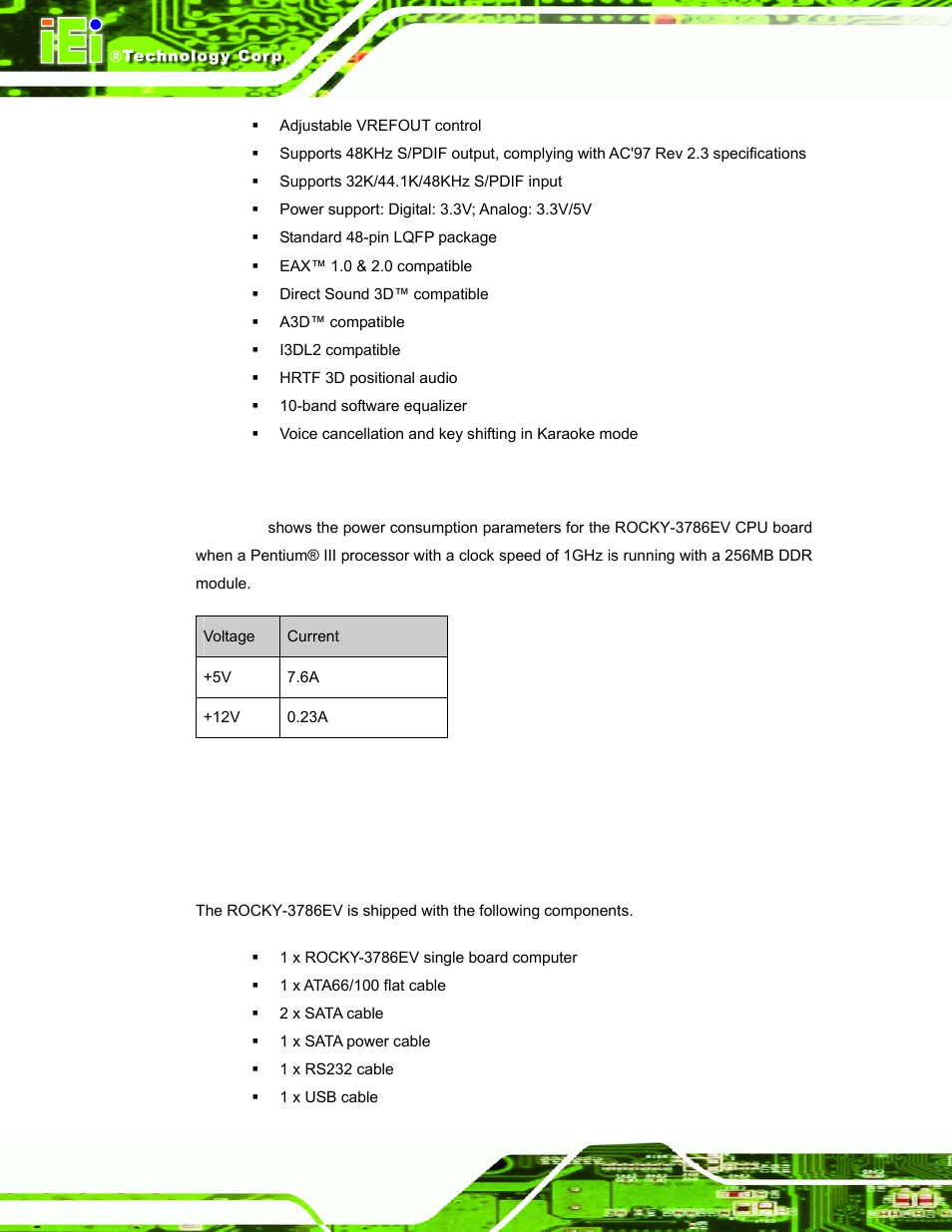 16 power consumption, 17 packaged contents and optional accessory items, 1 package contents | Ower, Onsumption, Ackaged, Ontents and, Ptional, Ccessory, Tems | IEI Integration ROCKY-3786 v4.10 User Manual | Page 30 / 147