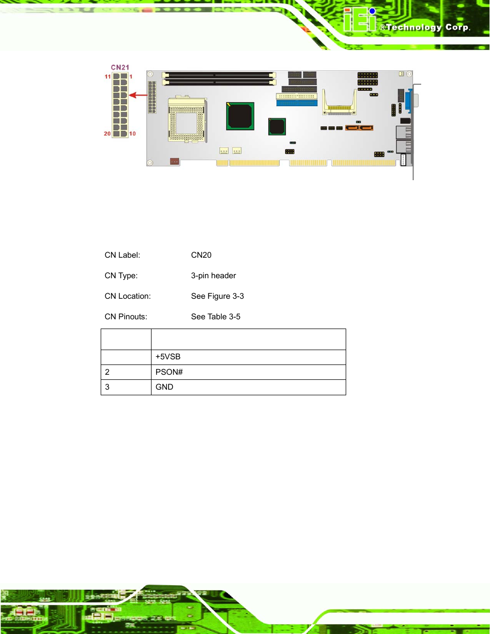 2 atx power 5vsb and pson connector, Figure 3-2: atx power connector location | IEI Integration ROCKY-3786 v4.10 User Manual | Page 37 / 147