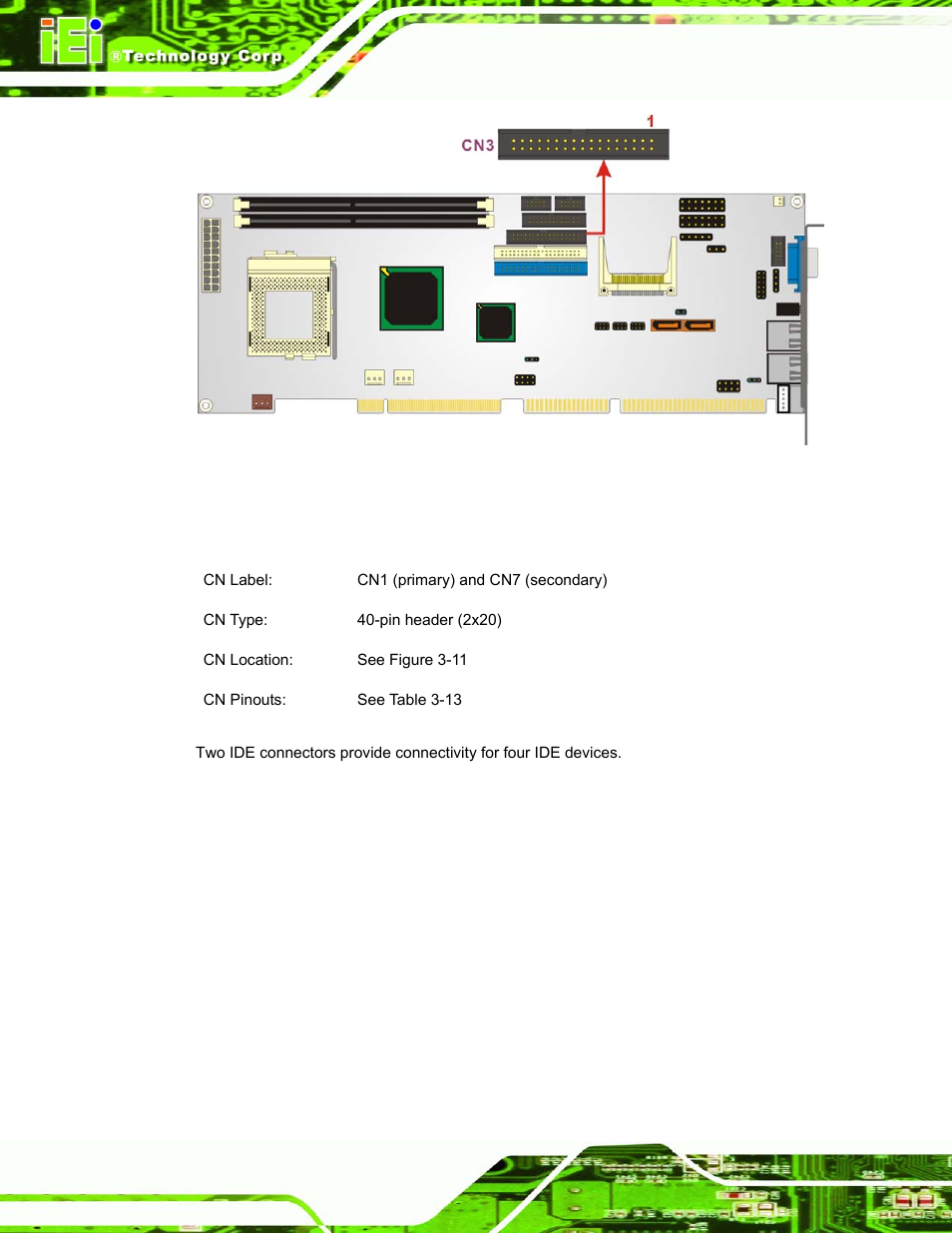 10 ide interface connectors, Figure 3-10: fdd connector location, See figure 3-10 | IEI Integration ROCKY-3786 v4.10 User Manual | Page 46 / 147