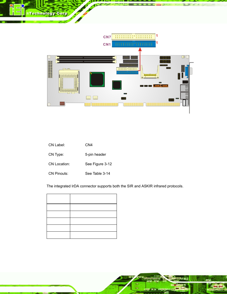 11 irda connector, Figure 3-11: ide interface connector locations, Table 3-14: irda connector pinouts | IEI Integration ROCKY-3786 v4.10 User Manual | Page 48 / 147