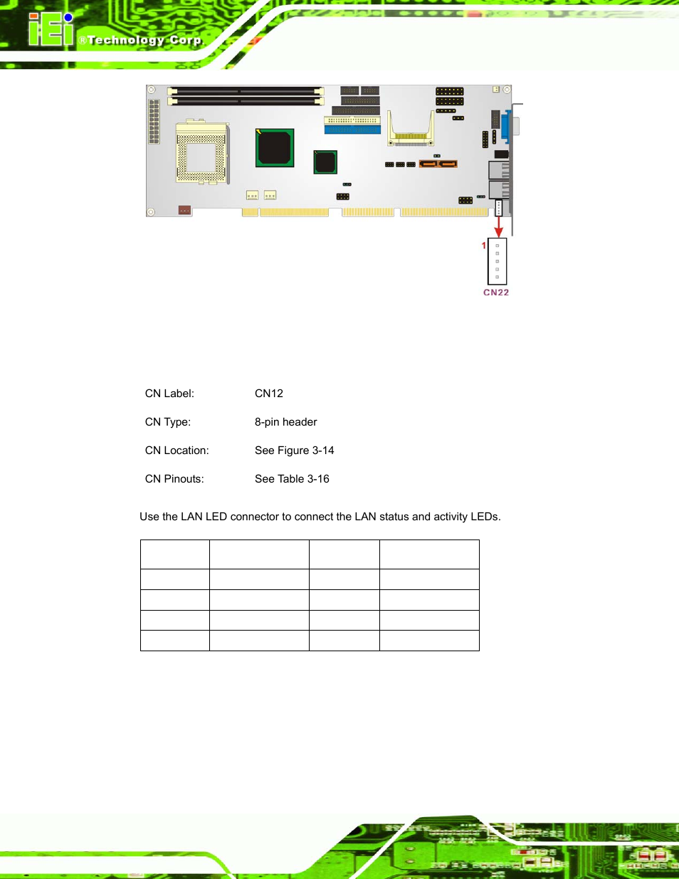 13 lan led connector, Figure 3-13: keyboard connector location, Table 3-16: lan led connector pinouts | IEI Integration ROCKY-3786 v4.10 User Manual | Page 50 / 147