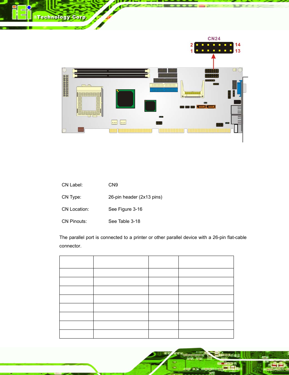 15 parallel port connector, Figure 3-15: multi panel connector location | IEI Integration ROCKY-3786 v4.10 User Manual | Page 52 / 147