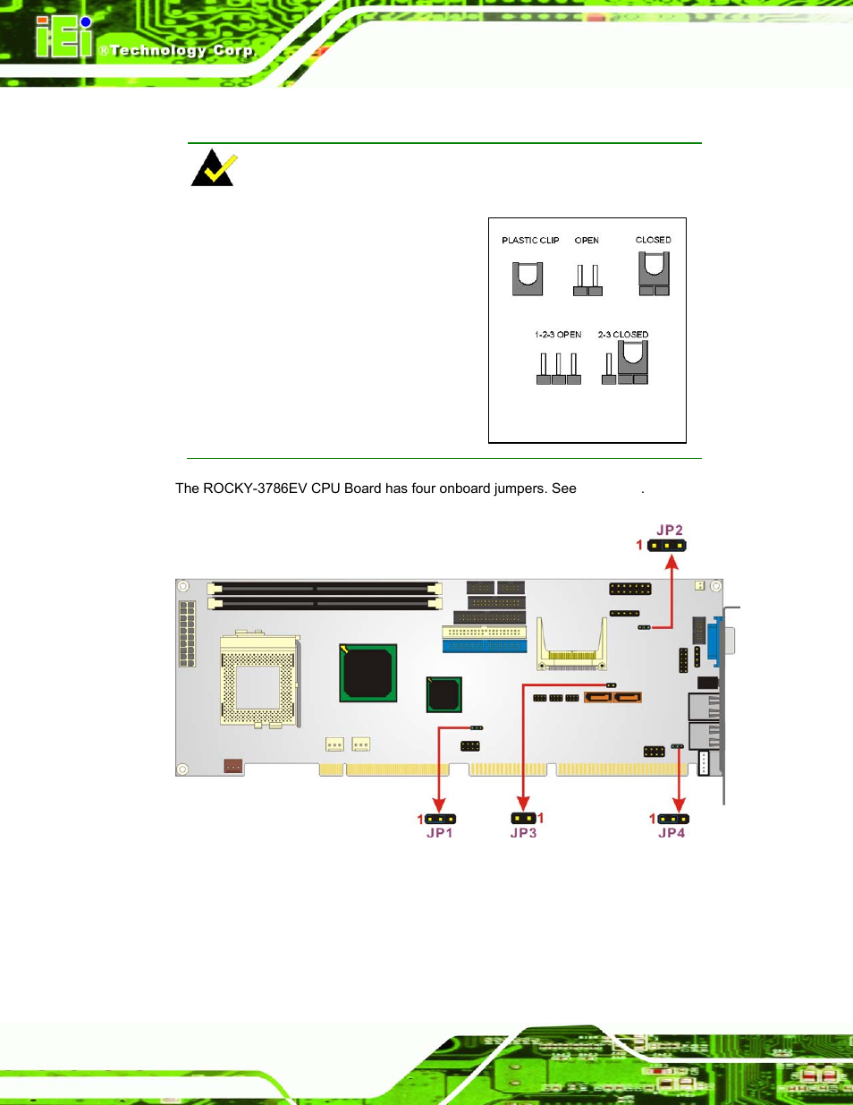 4 onboard jumpers, Nboard, Umpers | Figure 3-26: jumper locations, Section 3.4 | IEI Integration ROCKY-3786 v4.10 User Manual | Page 62 / 147