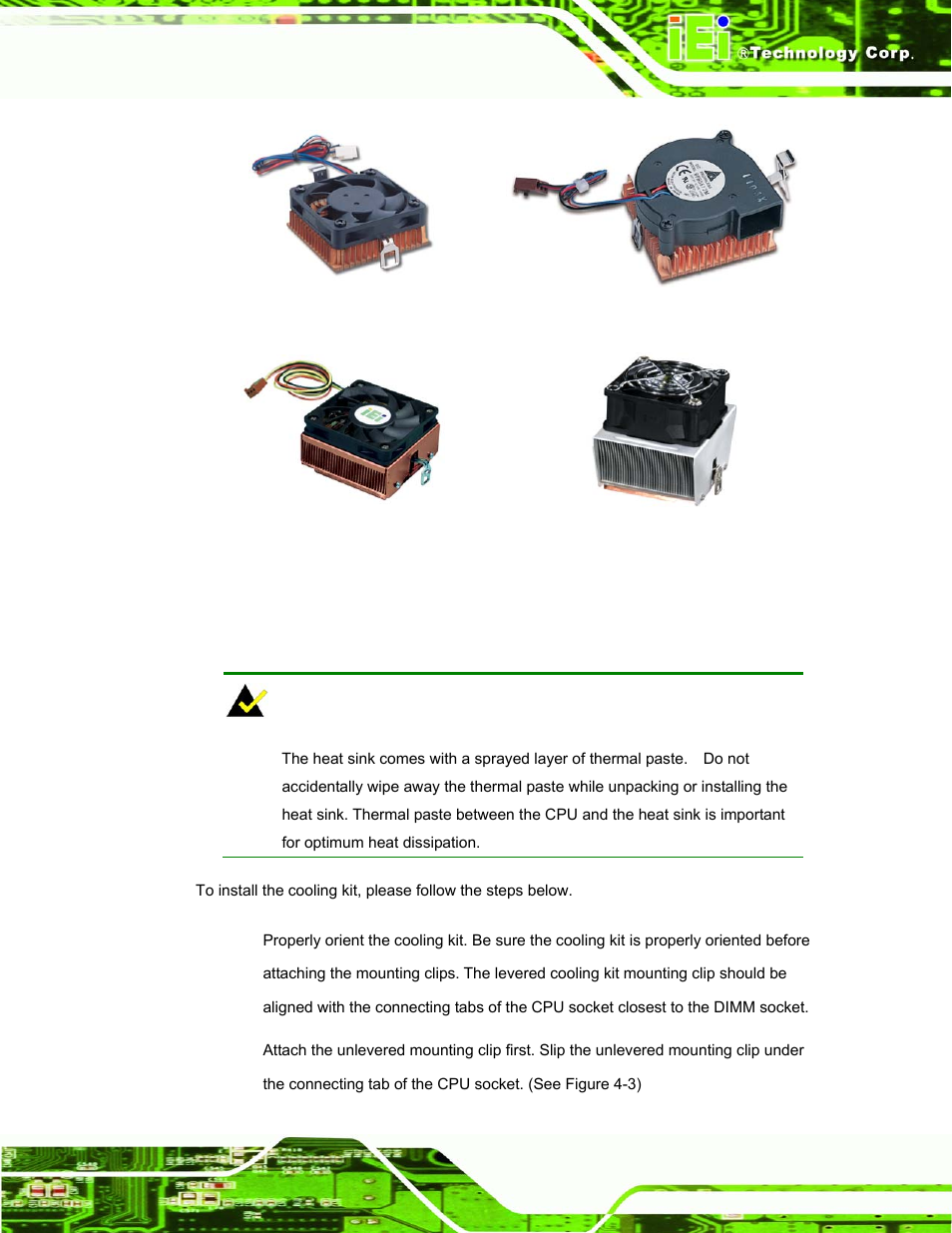 Figure 4-2: iei socket 370 cooling kits | IEI Integration ROCKY-3786 v4.10 User Manual | Page 73 / 147
