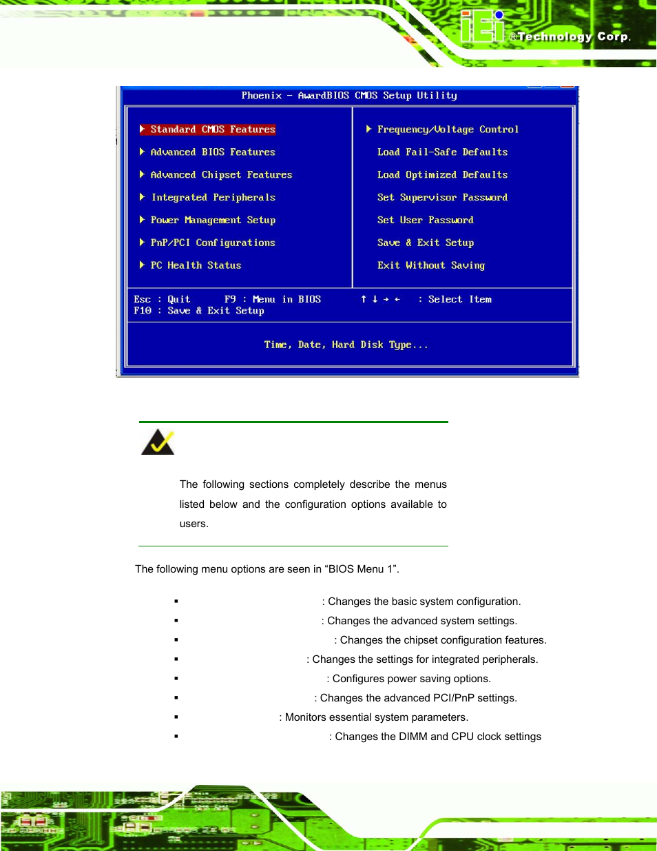 Bios menu 1: award bios cmos setup utility | IEI Integration ROCKY-3786 v4.10 User Manual | Page 83 / 147