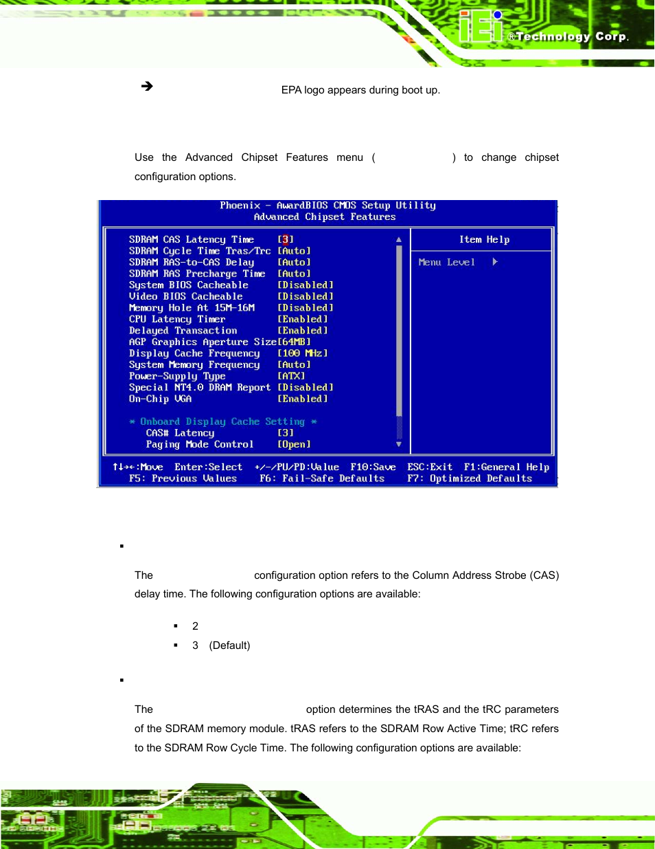 4 advanced chipset features, Dvanced, Hipset | Eatures, Bios menu 4: advanced chipset features | IEI Integration ROCKY-3786 v4.10 User Manual | Page 97 / 147