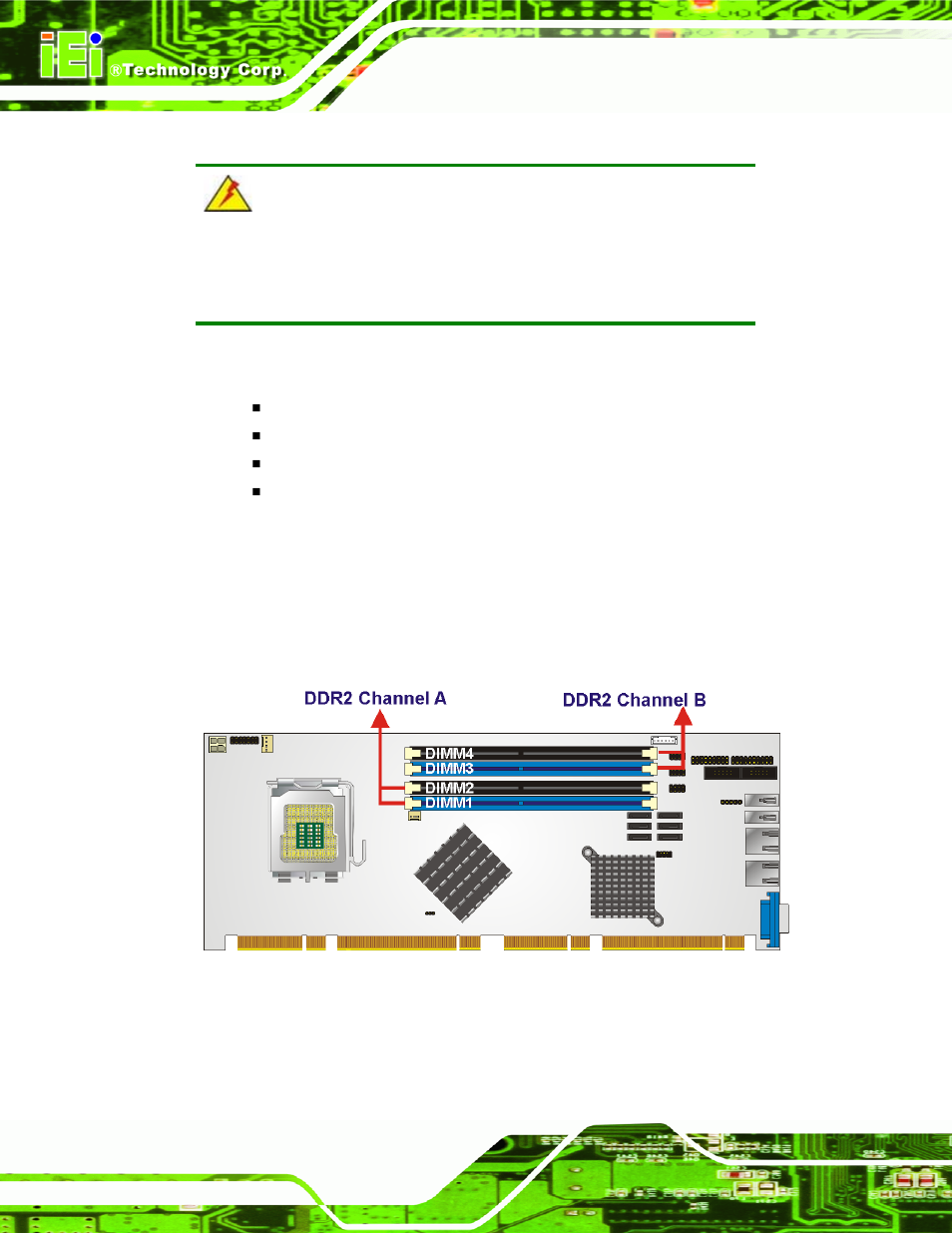 1 dimm purchasing guidelines, 2 dimm installation order, Figure 5-7: ddr2 channels | IEI Integration PCIE-Q350 v1.00 User Manual | Page 112 / 272