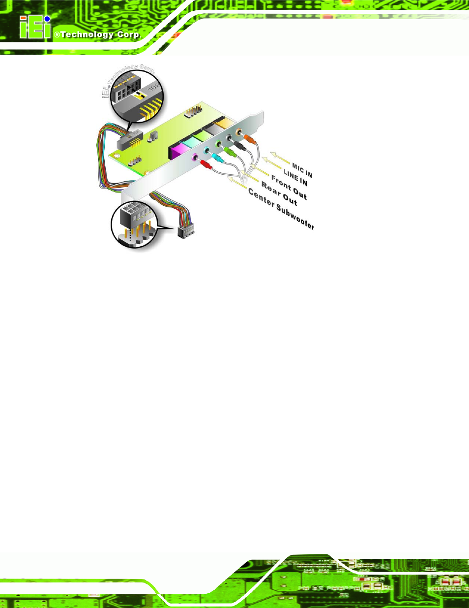 3 dual rs-232 cable connection, Figure 5-11: audio kit connection | IEI Integration PCIE-Q350 v1.00 User Manual | Page 120 / 272