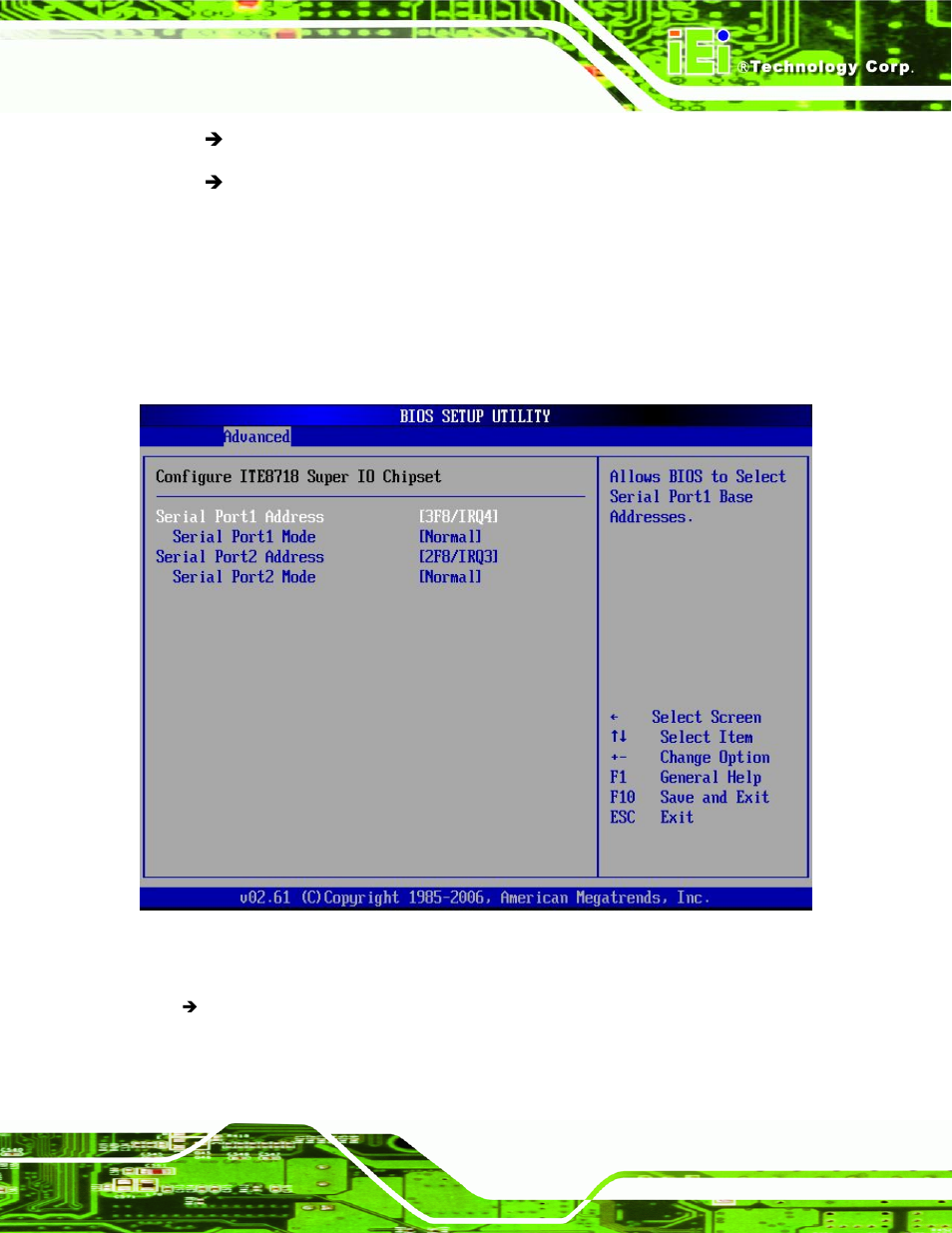 3 super io configuration, Menu 6: super io configuration, Ction 6.3.3) | IEI Integration PCIE-Q350 v1.00 User Manual | Page 145 / 272