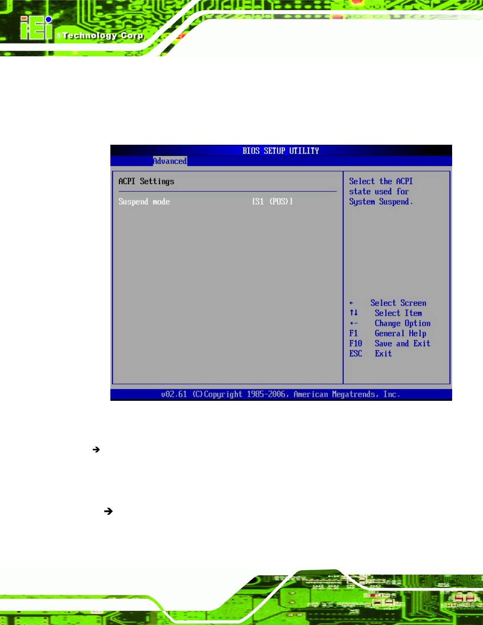 5 acpi configuration, Menu 8: advanced acpi configuration, Section 6.3.5) | IEI Integration PCIE-Q350 v1.00 User Manual | Page 152 / 272