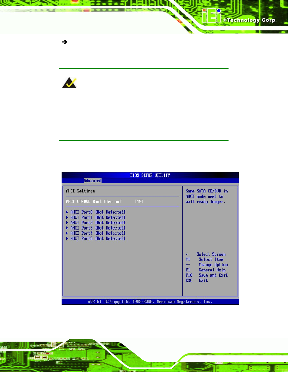 1 ahci configuration, Menu 9: ahci configuration, N 6.3.5.1 on | IEI Integration PCIE-Q350 v1.00 User Manual | Page 153 / 272