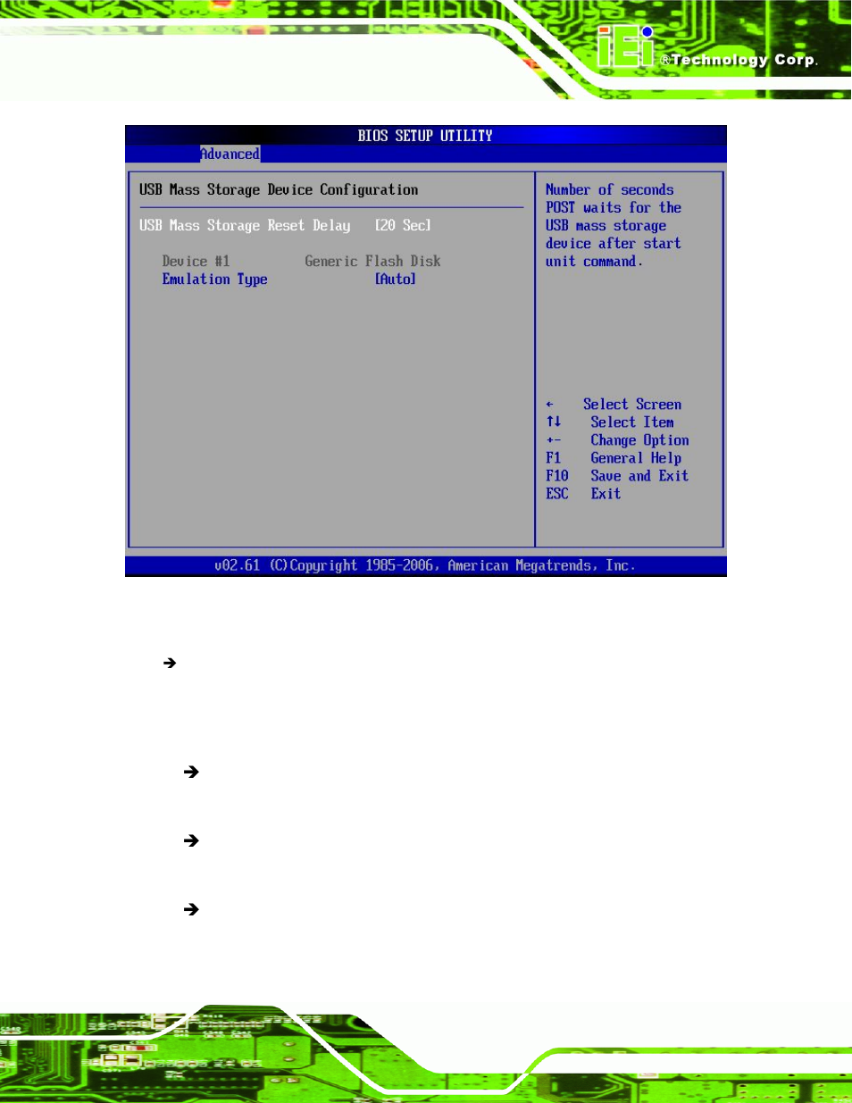 Menu 14: usb mass storage device configuration | IEI Integration PCIE-Q350 v1.00 User Manual | Page 163 / 272