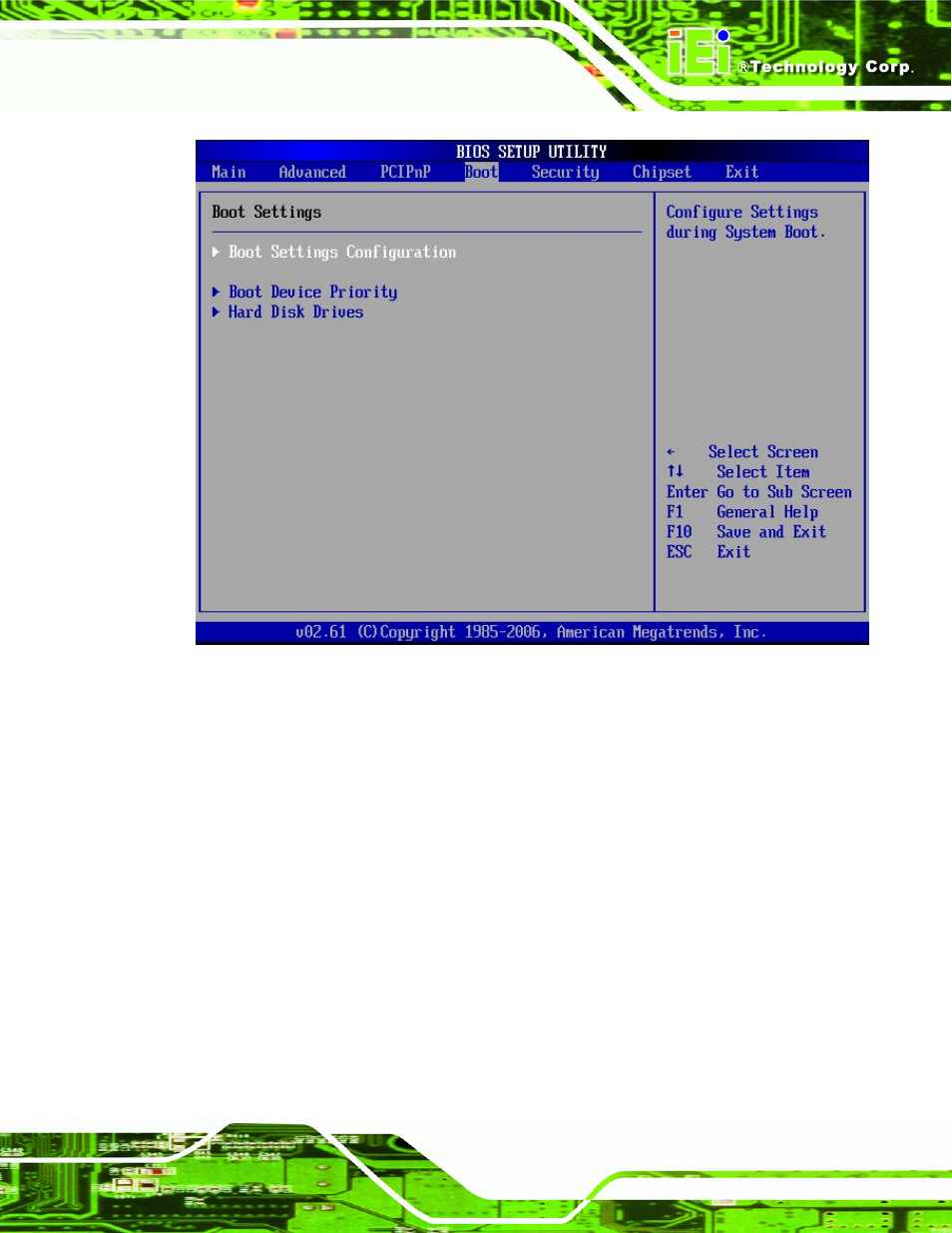 1 boot settings configuration, Menu 16: boot | IEI Integration PCIE-Q350 v1.00 User Manual | Page 169 / 272