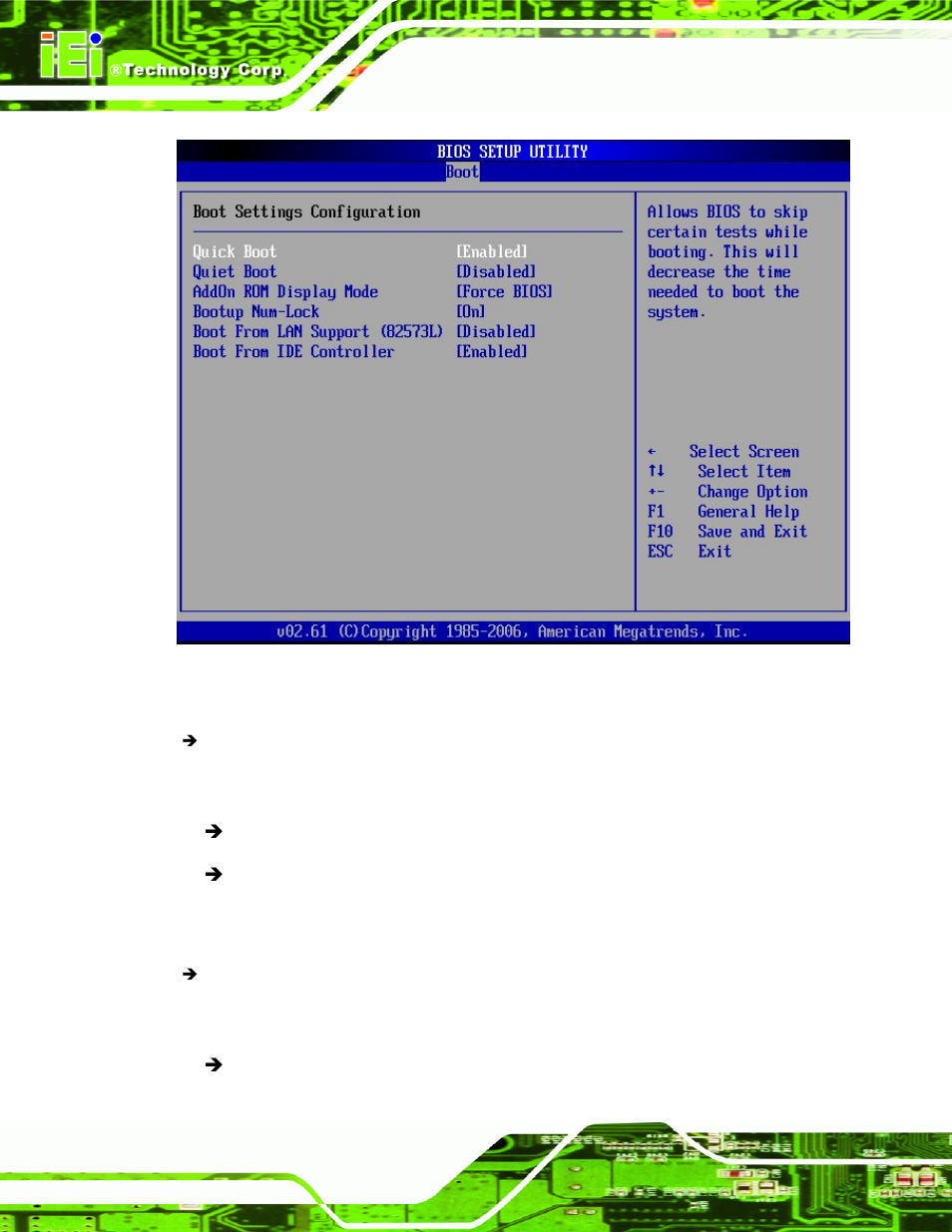 Menu 17: boot settings configuration | IEI Integration PCIE-Q350 v1.00 User Manual | Page 170 / 272