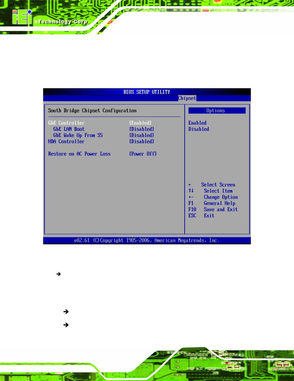 2 southbridge configuration, Menu 23:southbridge chipset configuration, Southbridge configuration menu | Section 0 | IEI Integration PCIE-Q350 v1.00 User Manual | Page 180 / 272