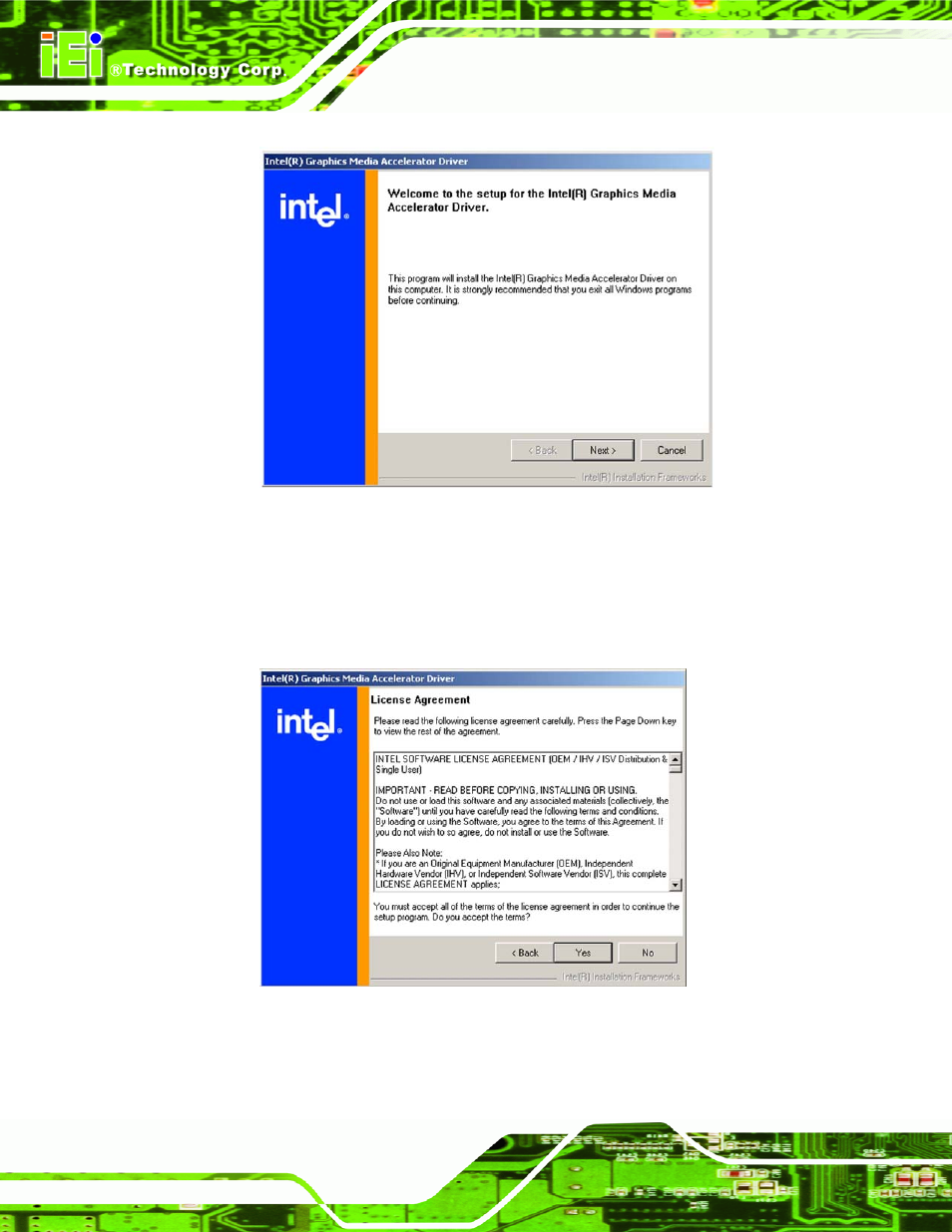 Figure 7-16: gma driver license agreement | IEI Integration PCIE-Q350 v1.00 User Manual | Page 196 / 272