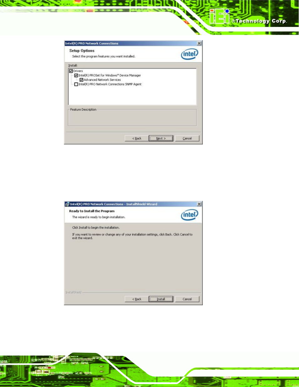 Figure 7-26: intel® 82566 driver setup options | IEI Integration PCIE-Q350 v1.00 User Manual | Page 203 / 272