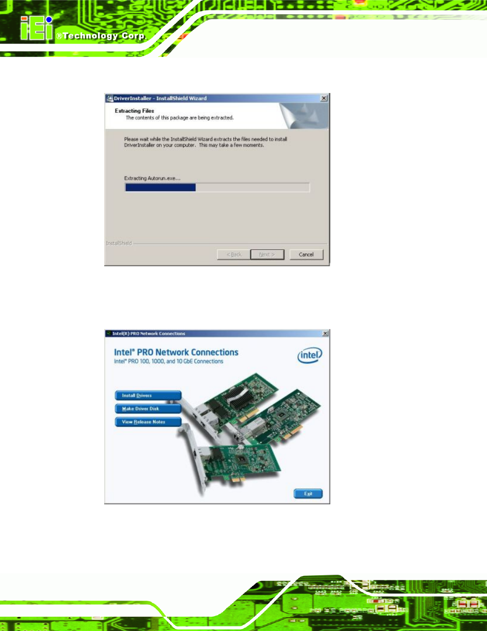 Figure 7-37: intel® pro network connections window | IEI Integration PCIE-Q350 v1.00 User Manual | Page 210 / 272