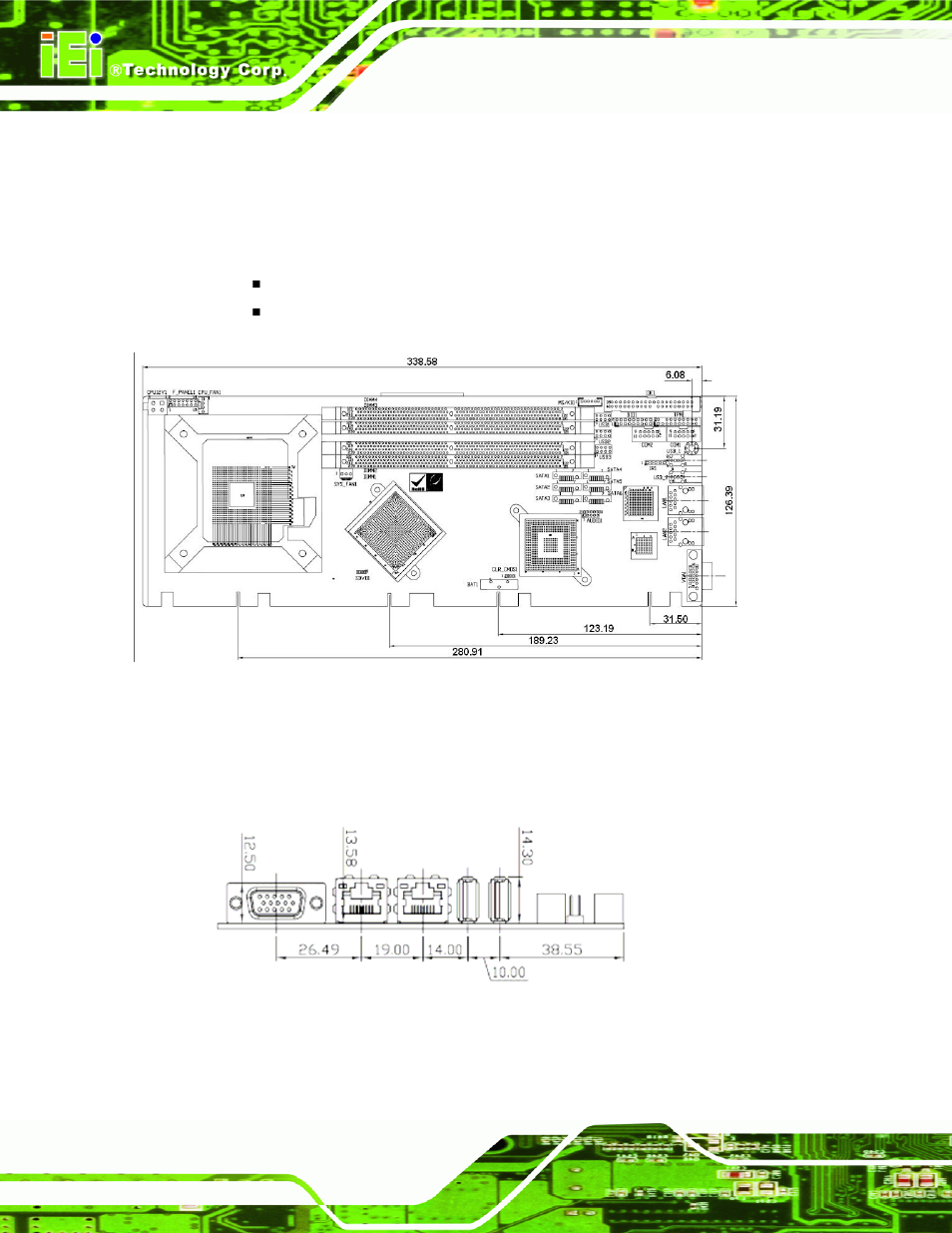 Imensions, 1 board dimensions, 2 external interface panel dimensions | Figure 2-1: pcie-q350 dimensions (mm), 1 dimensions | IEI Integration PCIE-Q350 v1.00 User Manual | Page 32 / 272