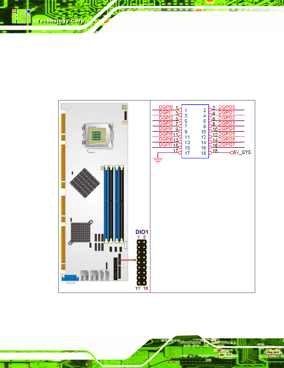 Figure 4-4: dio connector connector locations | IEI Integration PCIE-Q350 v1.00 User Manual | Page 80 / 272