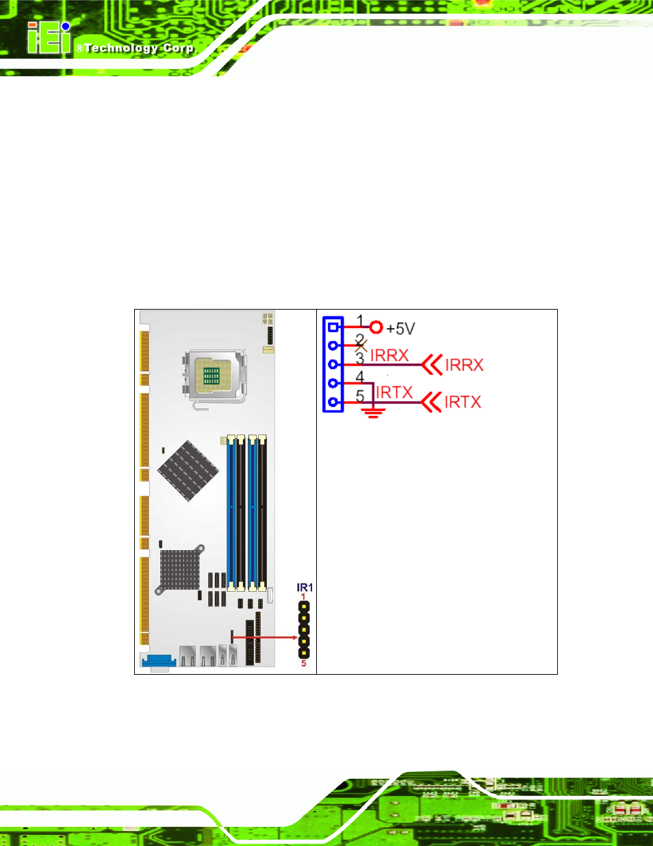 7 infrared interface connector (5-pin), Figure 4-8: infrared connector pinout locations | IEI Integration PCIE-Q350 v1.00 User Manual | Page 86 / 272