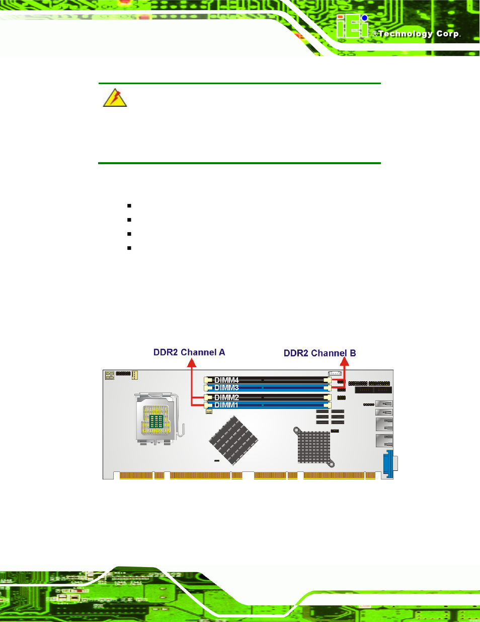 1 dimm purchasing guidelines, 2 dimm installation order, Figure 5-7: ddr2 channels | IEI Integration PCIE-Q350 v1.12 User Manual | Page 110 / 250
