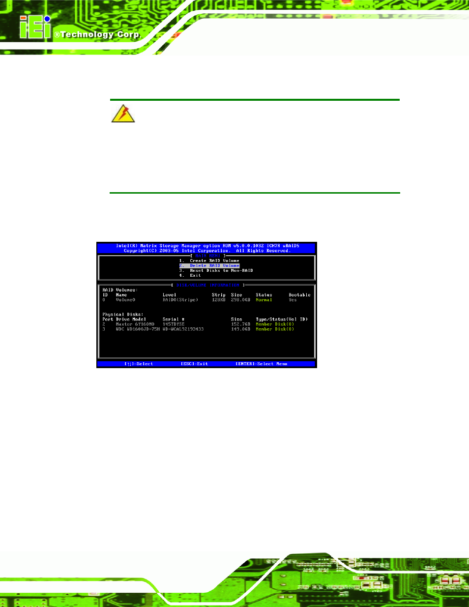 D.4.2 deleting a raid volume | IEI Integration PCIE-Q350 v1.12 User Manual | Page 237 / 250