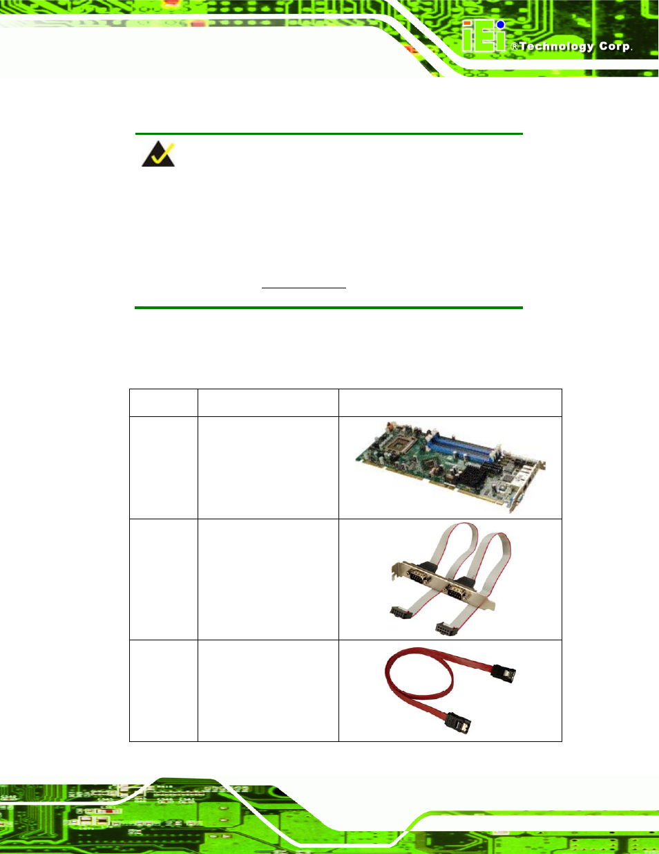 3 unpacking checklist, 1 package contents, Npacking | Hecklist | IEI Integration PCIE-Q350 v1.12 User Manual | Page 68 / 250
