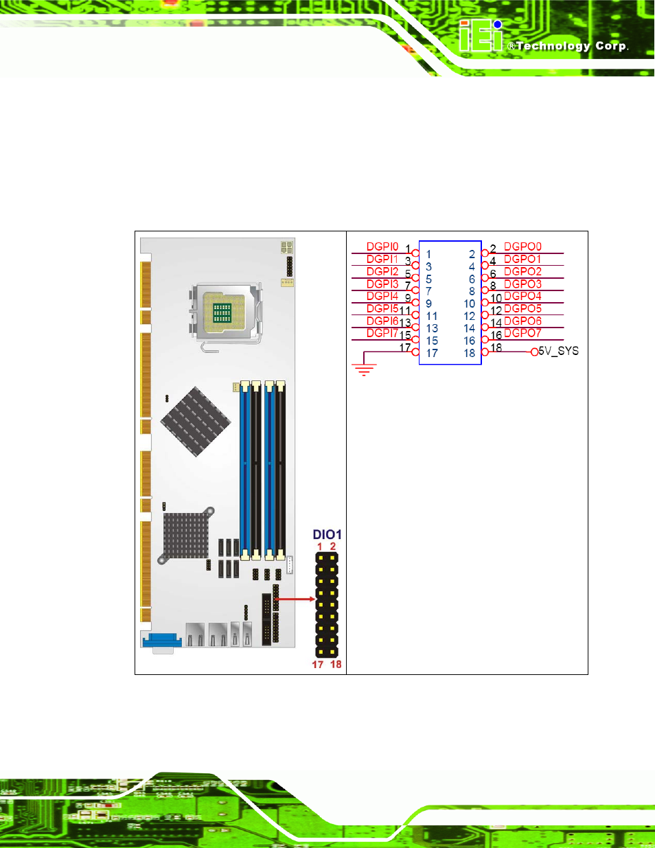 Figure 4-4: dio connector connector locations | IEI Integration PCIE-Q350 v1.12 User Manual | Page 78 / 250