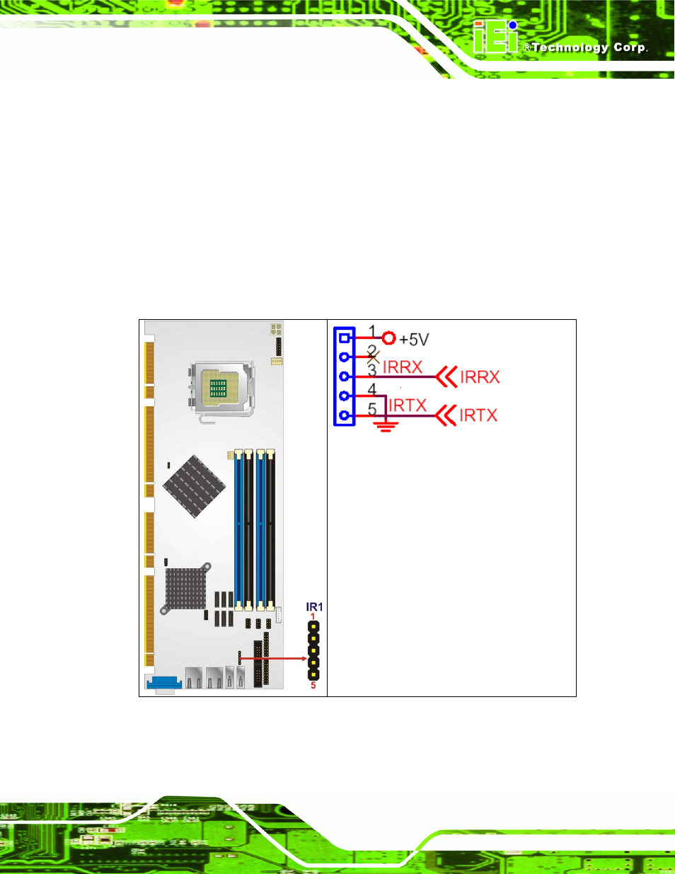 7 infrared interface connector (5-pin), Figure 4-8: infrared connector pinout locations | IEI Integration PCIE-Q350 v1.12 User Manual | Page 84 / 250