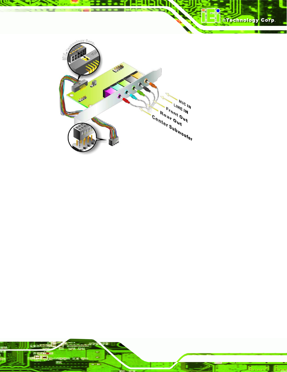 3 dual rs-232 cable connection, Figure 5-11: audio kit connection | IEI Integration PCIE-Q350 v1.20 User Manual | Page 118 / 250