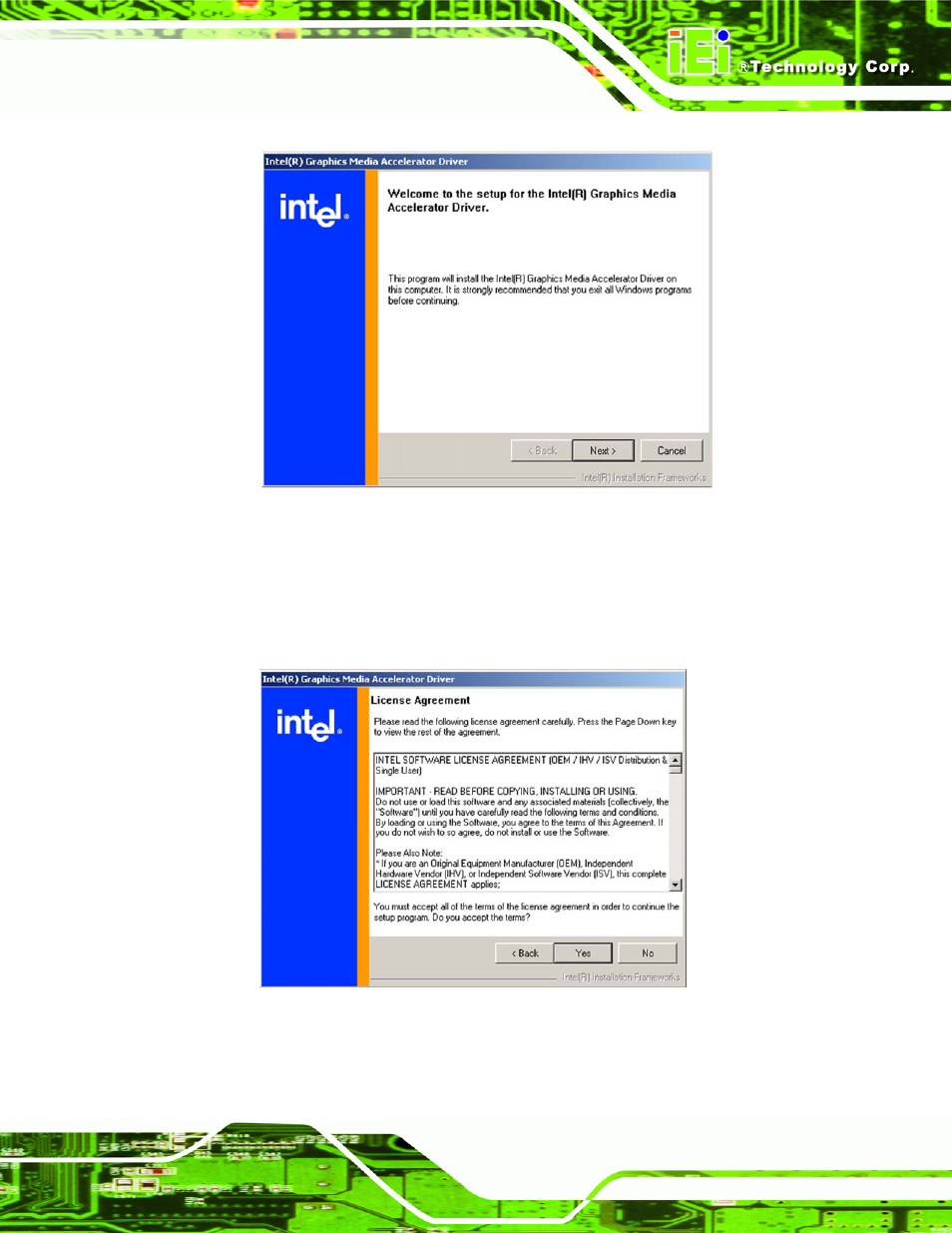 Figure 7-16: gma driver license agreement | IEI Integration PCIE-Q350 v1.20 User Manual | Page 186 / 250