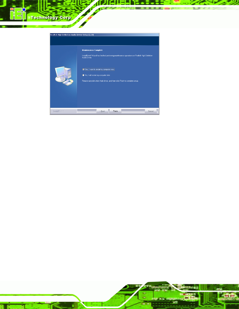 Ntel, Atrix, Torage | Anager, River, Nstallation, Figure 7-51: restart the computer, 8 intel, Matrix storage manager driver installation | IEI Integration PCIE-Q350 v1.20 User Manual | Page 209 / 250