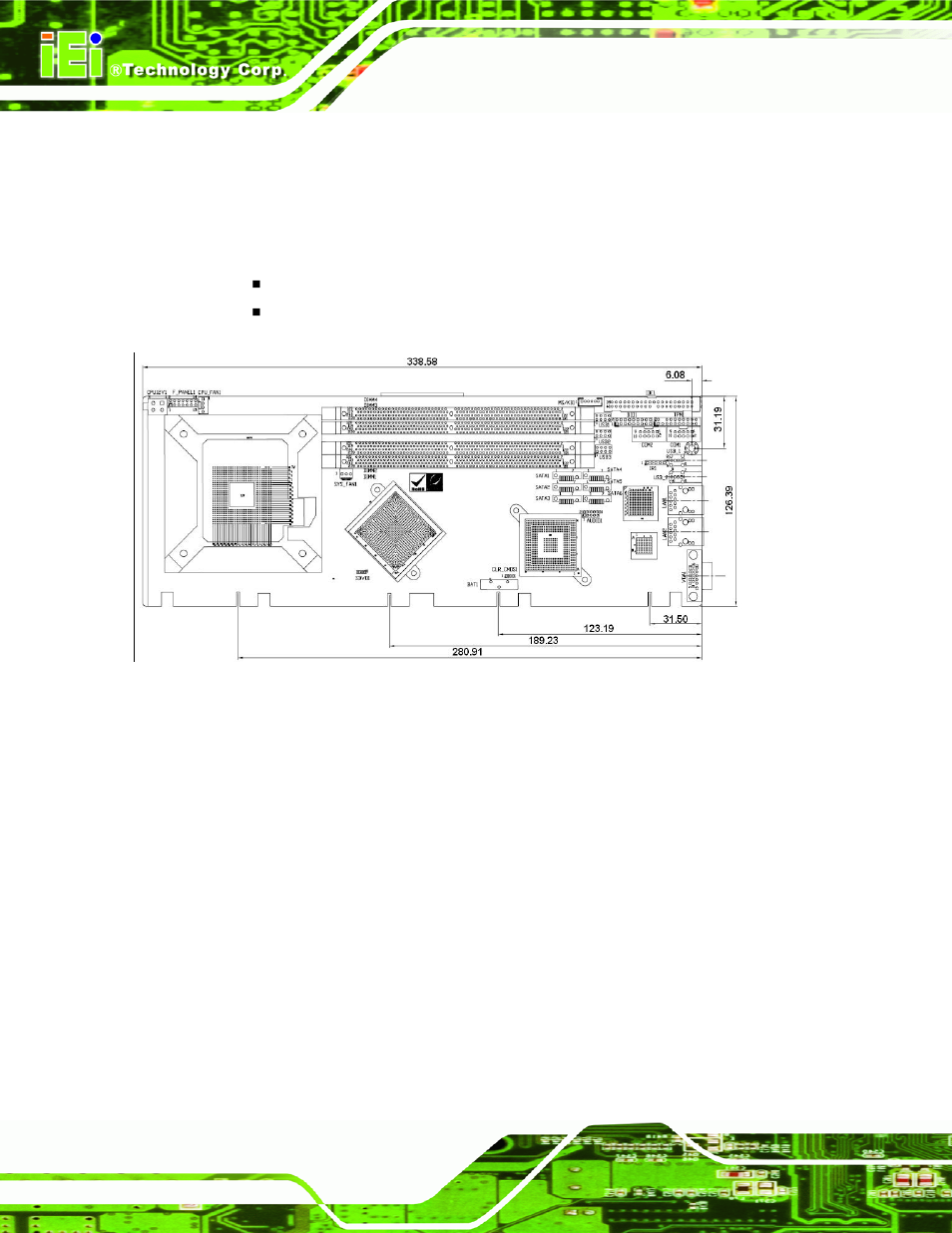 1 dimensions, 1 board dimensions, 2 external interface panel dimensions | Imensions, Figure 2-1: pcie-q350 dimensions (mm) | IEI Integration PCIE-Q350 v1.20 User Manual | Page 31 / 250