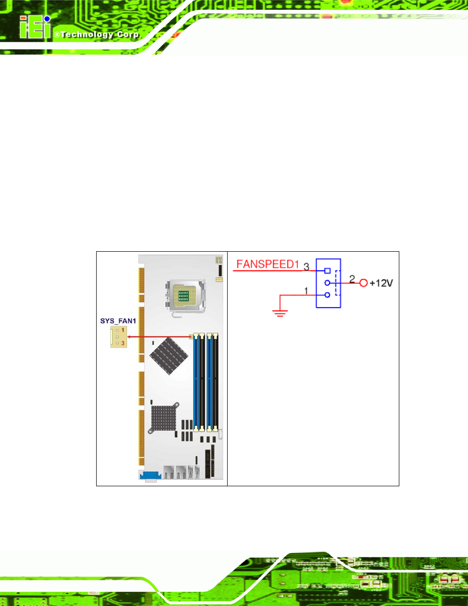 5 fan connector, system (+12v), Figure 4-6: +12v fan connector location | IEI Integration PCIE-Q350 v1.20 User Manual | Page 81 / 250