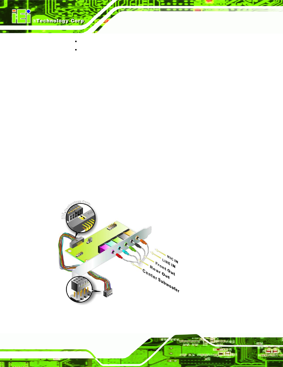 2 audio kit installation, Figure 5-11: audio kit connection | IEI Integration PCIE-Q350 v1.30 User Manual | Page 102 / 213