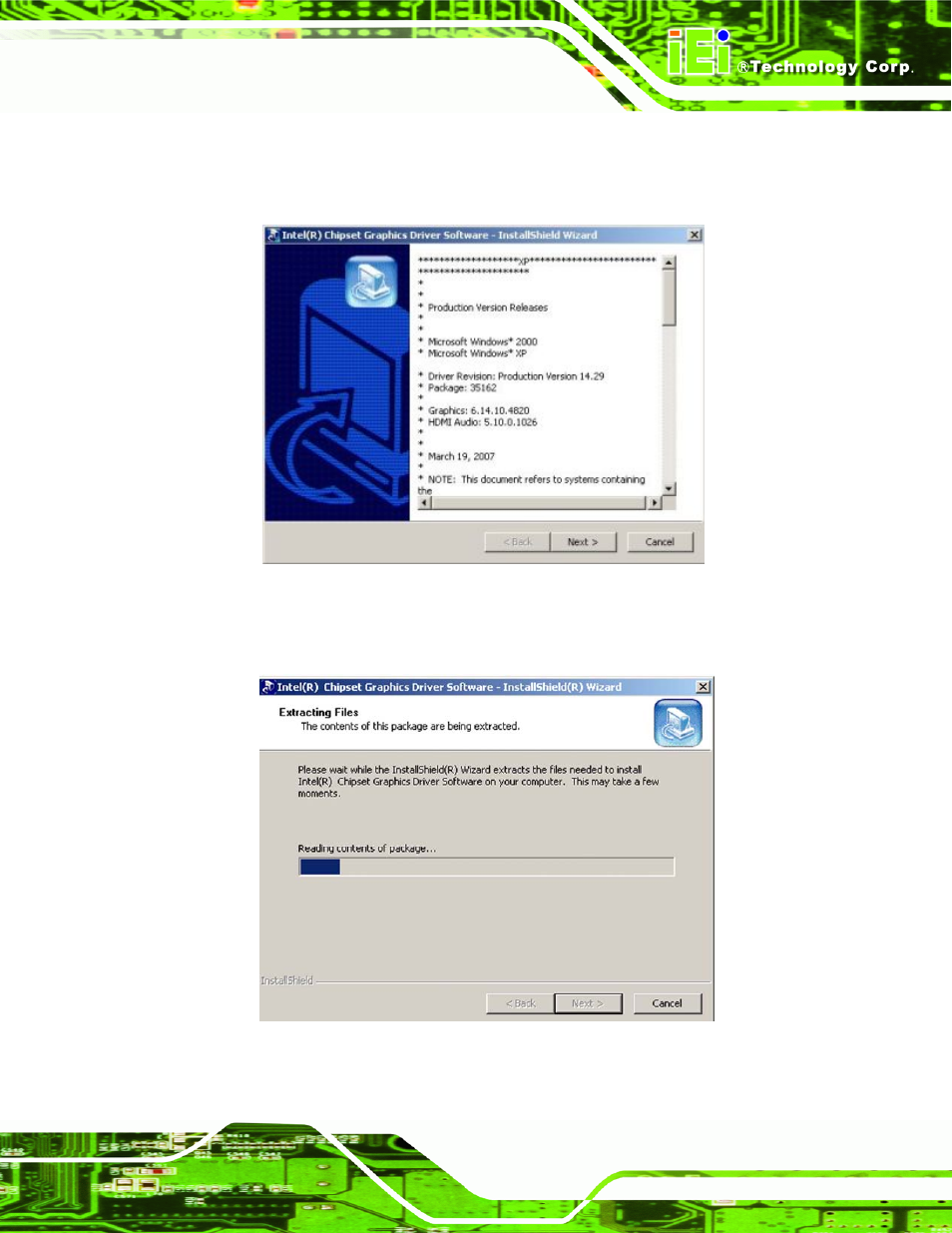 Figure 7-13: gma driver readme file, Figure 7-14: gma driver file extraction | IEI Integration PCIE-Q350 v1.30 User Manual | Page 161 / 213