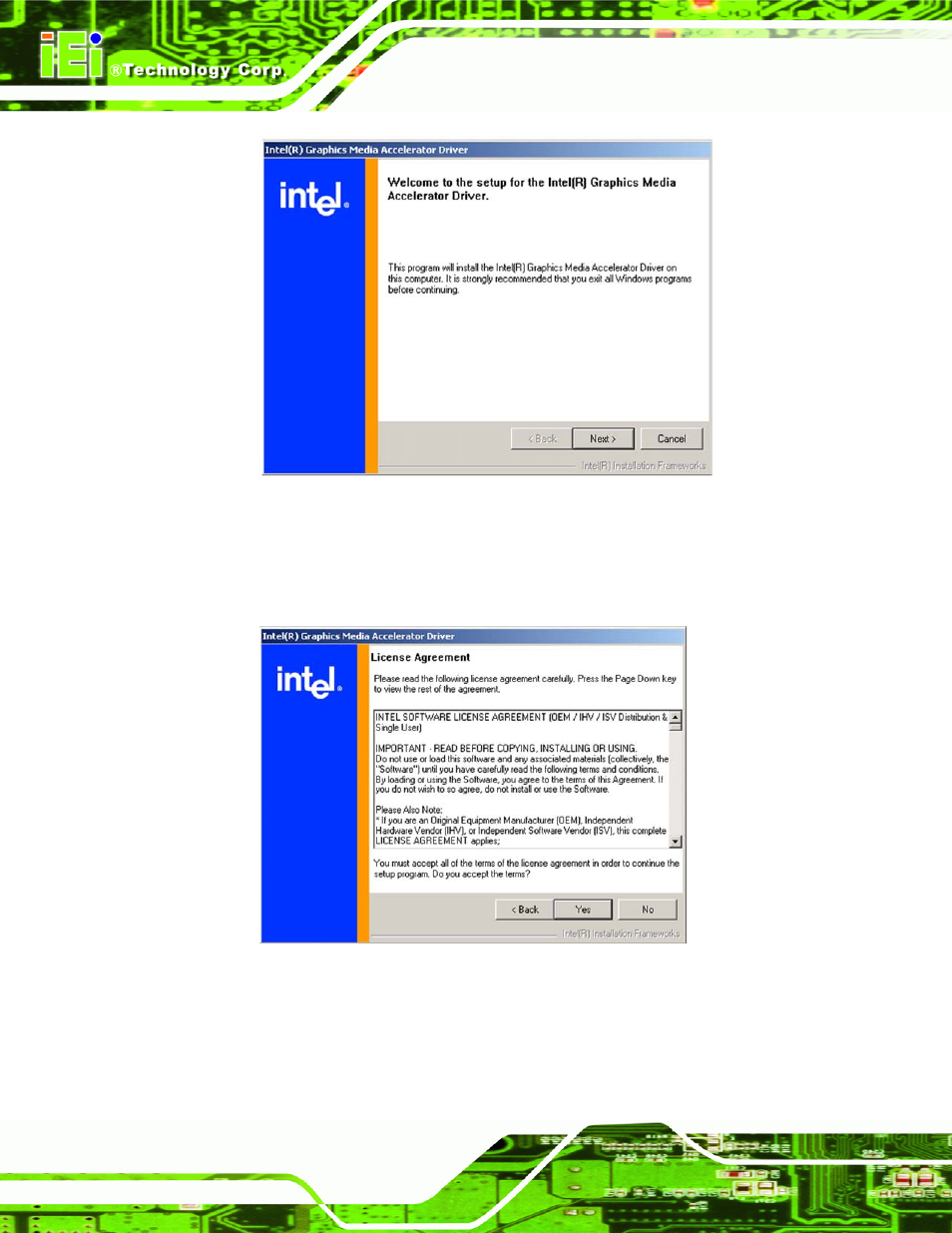 Figure 7-16: gma driver license agreement, Figure 7-15 app | IEI Integration PCIE-Q350 v1.30 User Manual | Page 162 / 213