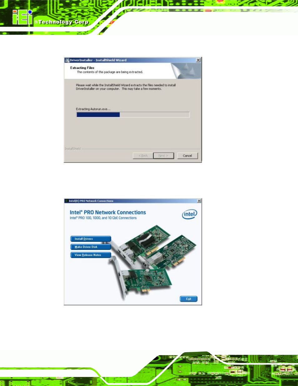 Figure 7-27: intel® pro network connections window | IEI Integration PCIE-Q350 v1.30 User Manual | Page 168 / 213