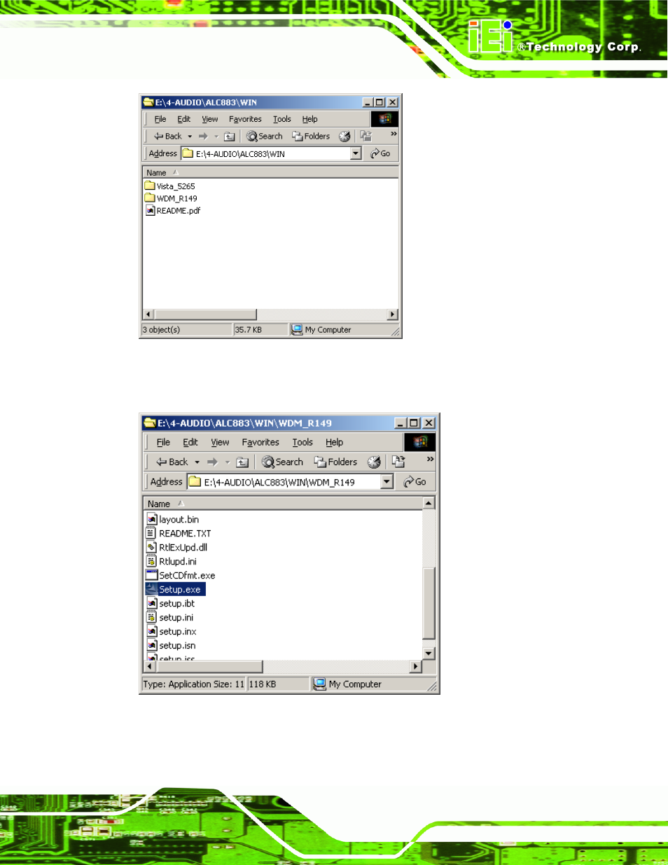 Figure 7-34: select the os version, Figure 7-35: locate the setup program icon | IEI Integration PCIE-Q350 v1.30 User Manual | Page 173 / 213