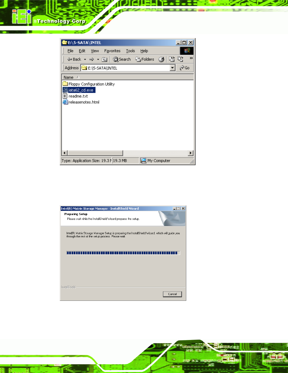 Figure 7-43: sata raid setup program icon, Figure 7-44: installshield wizard setup screen | IEI Integration PCIE-Q350 v1.30 User Manual | Page 178 / 213