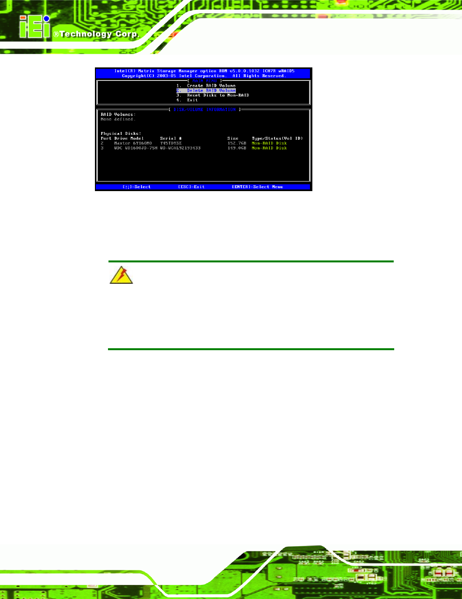 D.4.3 resetting a disk to non-raid | IEI Integration PCIE-Q350 v1.30 User Manual | Page 202 / 213