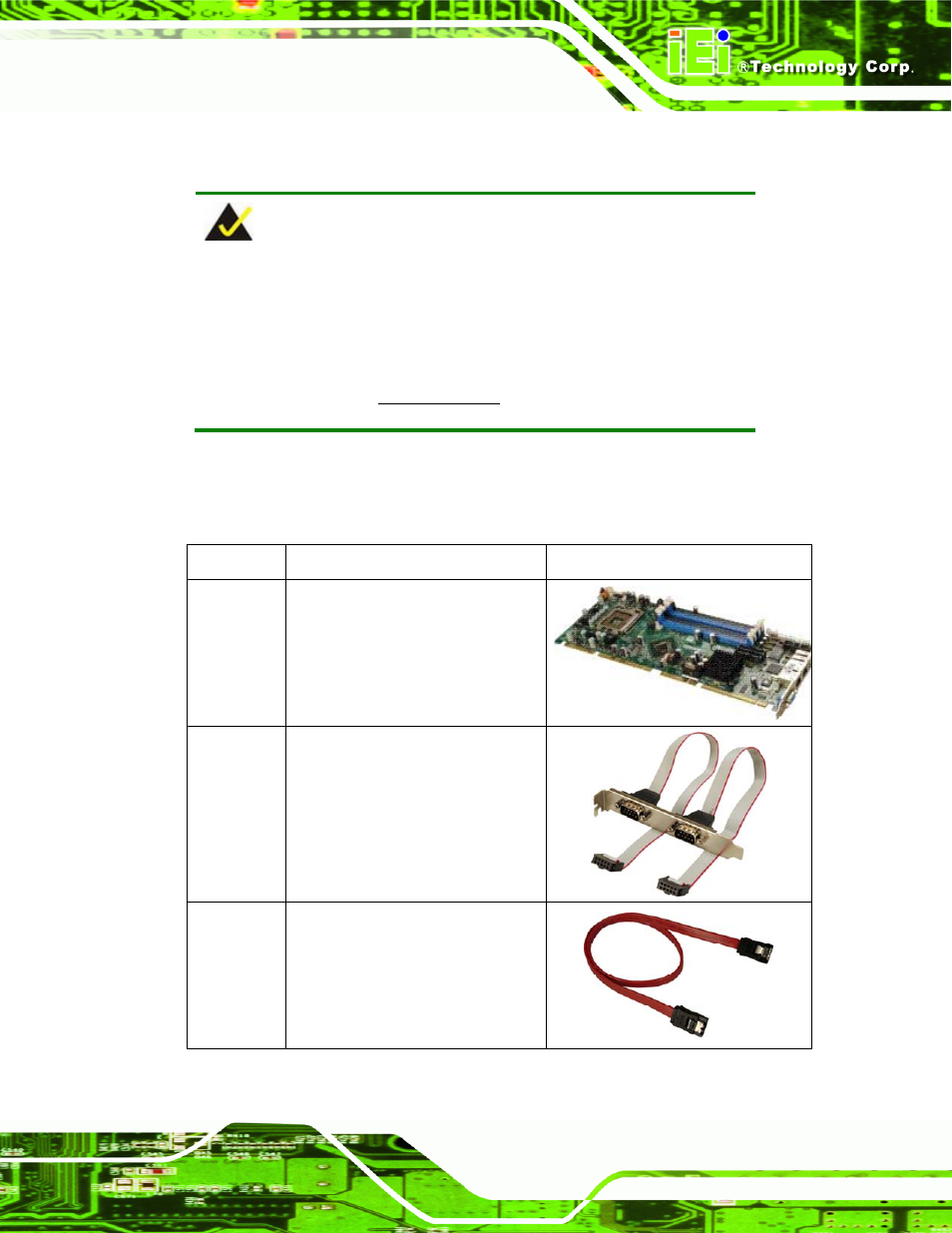 3 unpacking checklist, 1 package contents, Npacking | Hecklist | IEI Integration PCIE-Q350 v1.30 User Manual | Page 61 / 213